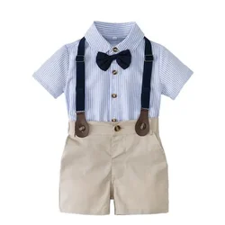 Boys Summer Suit Baby Boy Cotton Shirt Short Sleeve Shorts 2 Piece Set Children's Clothing 1-5 Years