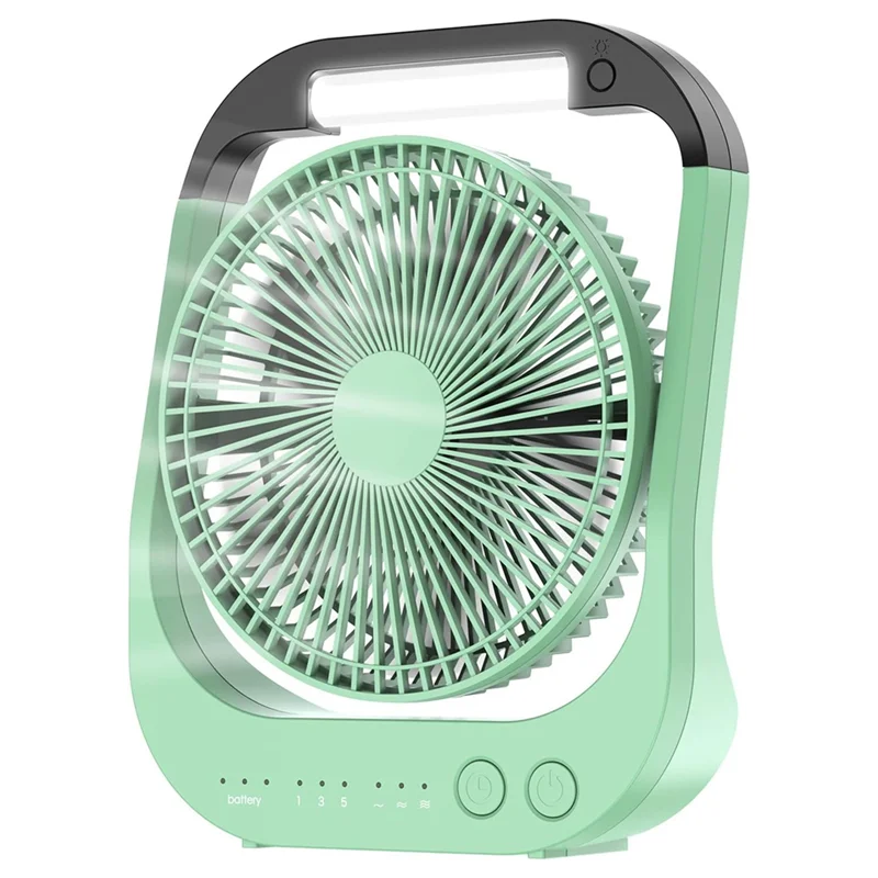 USB Desk Fan 10000MAh Rechargeable Battery Operated Fan 4 Speeds Table Fan 8inch Camping Fan 180°Rotation LED Light