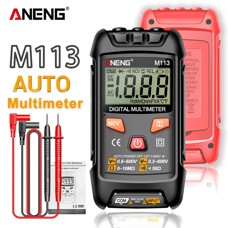 ANENG M113 Inteligent Multimeter 1999 Count Digital AC/DC Voltage Meter Ohm NCV Measuring Mini Instruments Electricity Test Tool