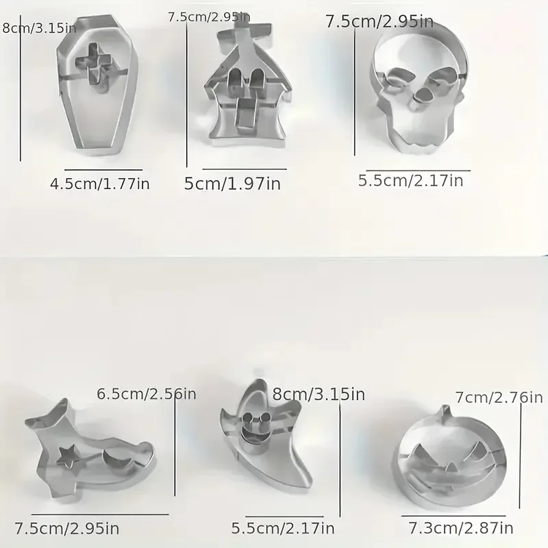 Halloween Cookie Cutters Stainless Steel Baking Molds Skull Pumpkin Ghost Coffin Fondant Biscuit Cake Decorating Tools