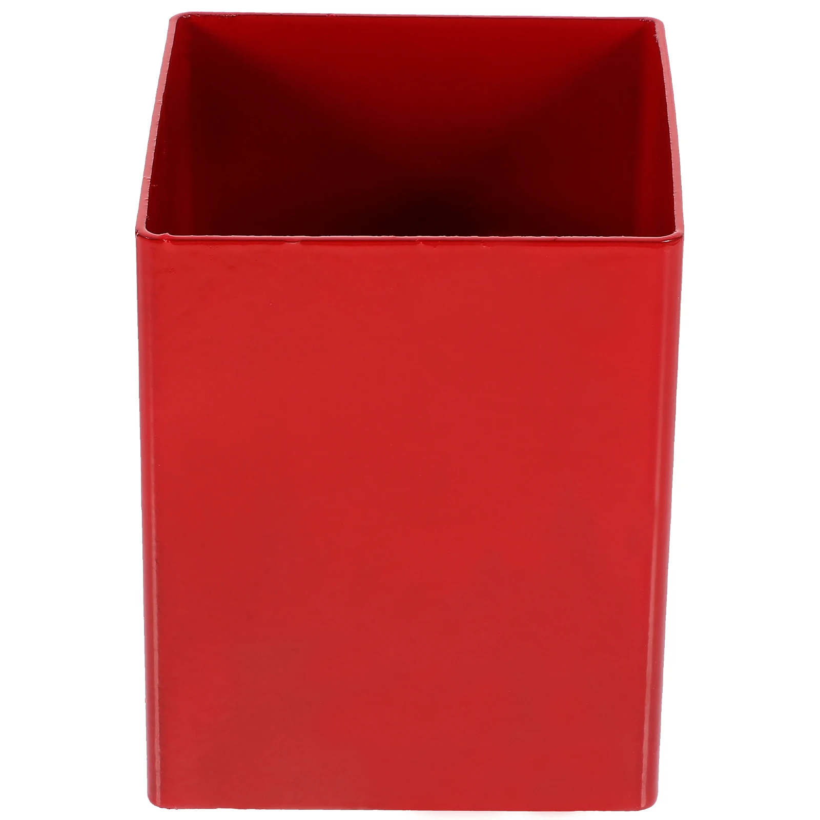 

Metal Pen Holder Square Desktop Pencil Organizer Red Sturdy Material Large Capacity Office Supplies Classroom Storage Bucket