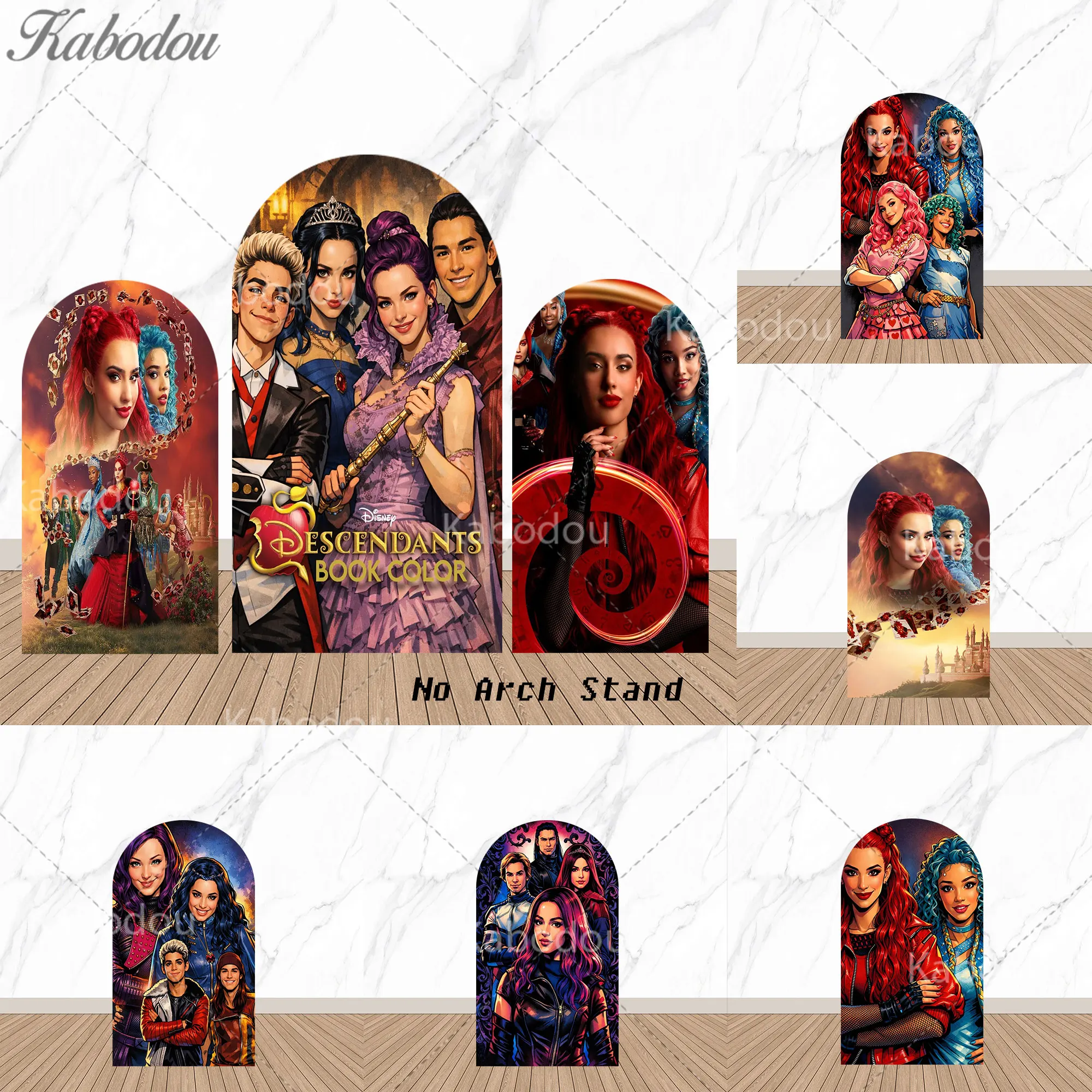 

Arch Descendants The Rise of Red Backdrop Cover Girls Boys Birthday Gifts Outdoor Party Decoration Background Photo Booth Props