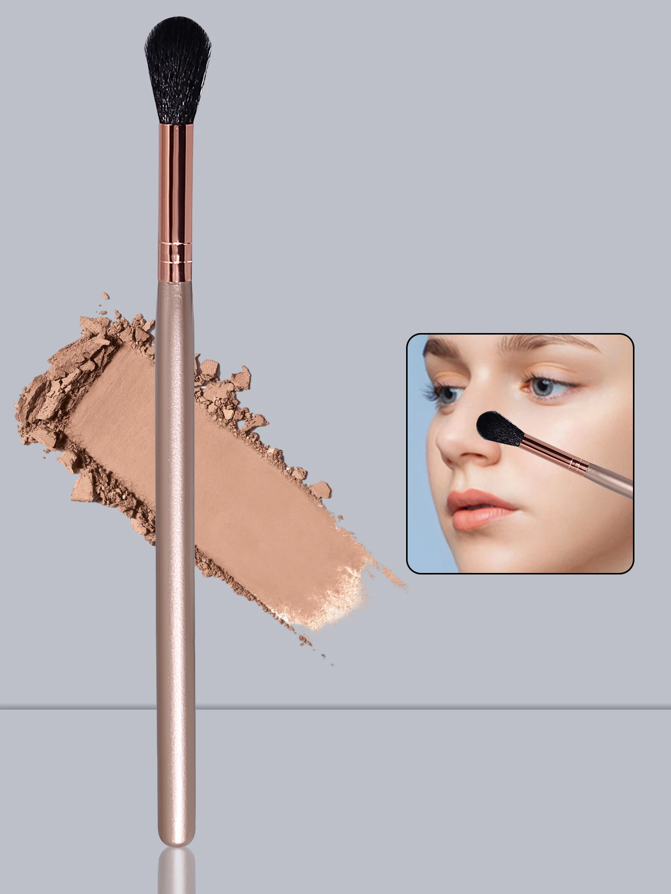 Make-upborstel voor beginners, veegborstel, highlightborstel, draagbare gezichtsmake-up, neusschaduwborstel, multifunctioneel make-uphulpmiddel