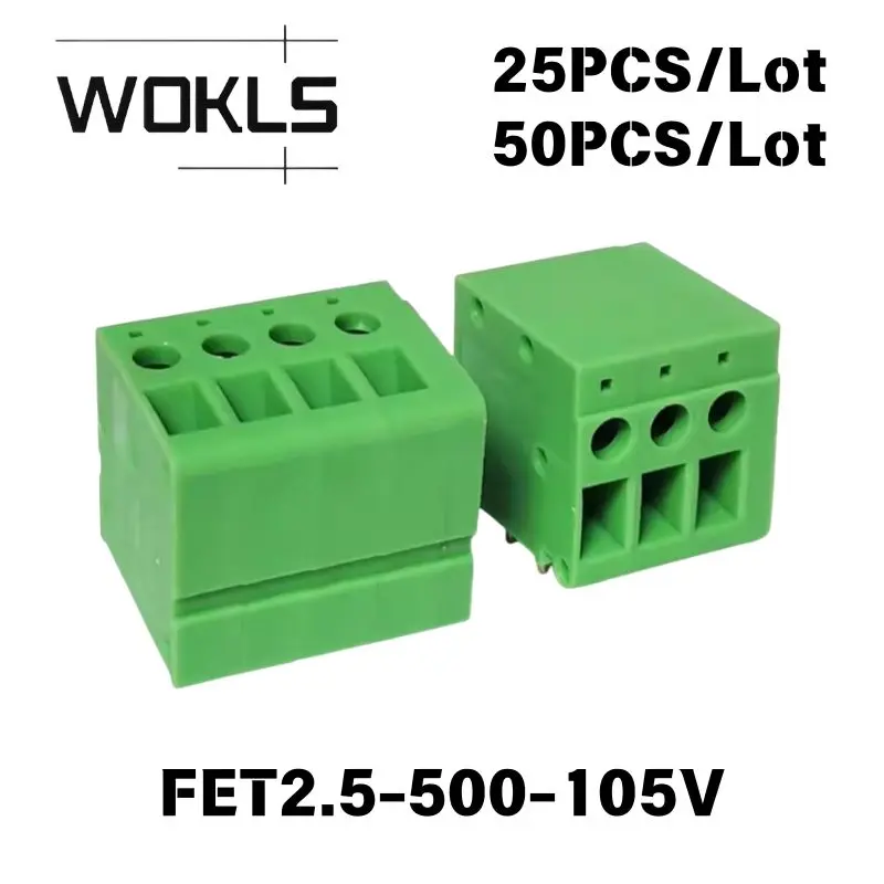 25/50PCS DG105V KF105V FRONT2.5-V/SA 5.0mm Pitch Screw PCB Terminal Block, Modular Straight Pin Wiring Connector