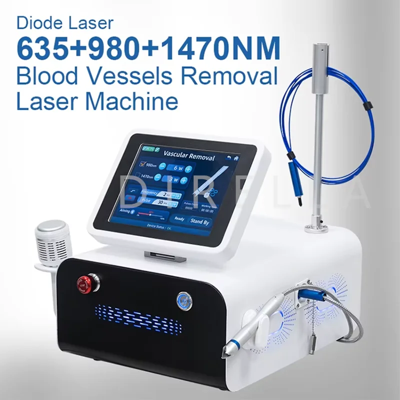 Newest High-Power Fiber Optic Laser Machine 635nm 1470nm 980nm Vein Spider Red Blood Removal Device Vascular Remover Diode Laser