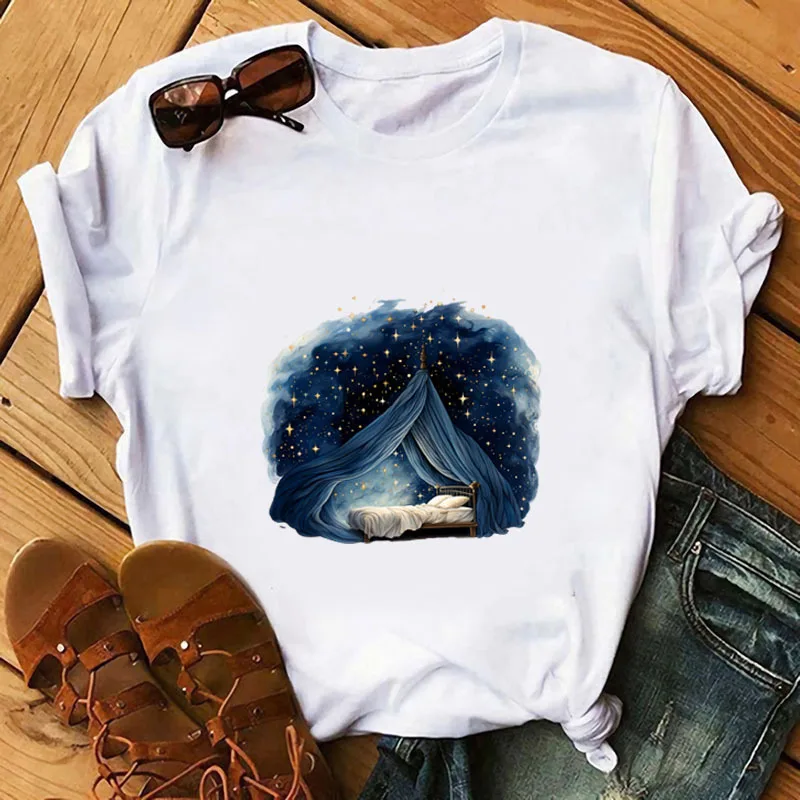 Cartoon Starry Sky Sleep Outdoor camping Stickers Children's Clothing DIY Iron on Stickers Vinyl DTF Heat Transfer Stickers