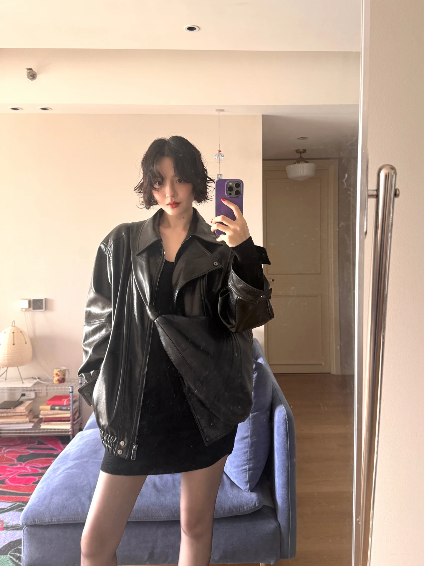 

Brown Amber Hong Kong Sle Retro Loose PU Leather Jaet Motorcycle Outerwear Environmental Protection Autumn New Arrival Wo...