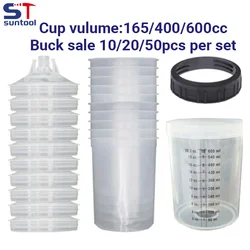 Suntool 10/20/50pcs Spray Gun Paint Tank Spray Gun Mixing Cup 165/400/600ml Disposable Measuring Cup Type H/O Quick Cup