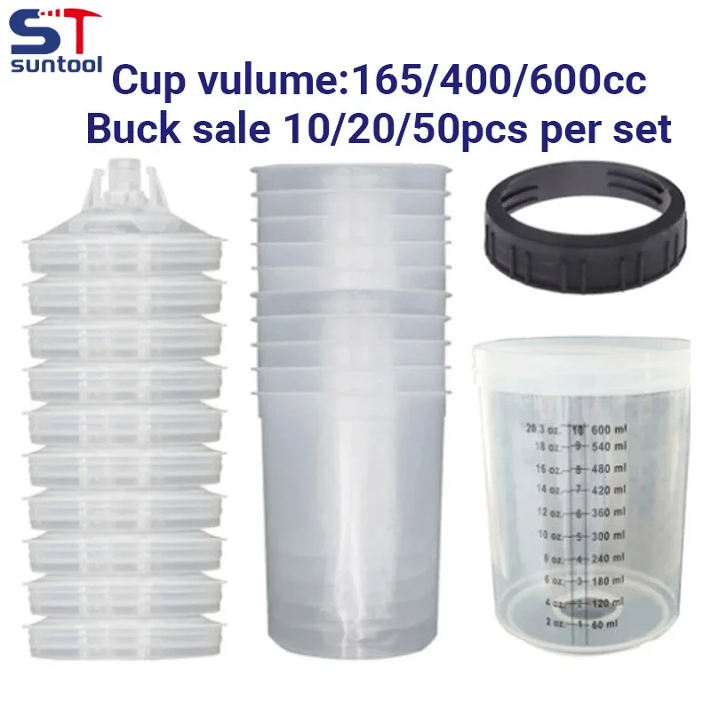 Tanque de Pintura Suntool Spray Gun Spray Gun Mixing Cup Copo de Medição Descartável tipo h o Quick Cup 165 ml 400 ml 600ml 10 Pcs 20 Pcs 50 Pcs