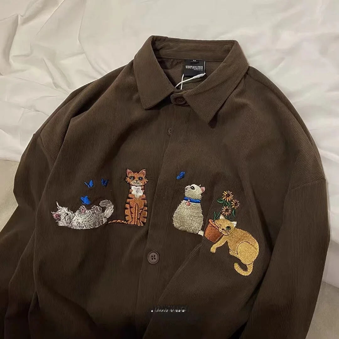 

Осень-зима, мужские длинные све irt большого размера, вельветовая вышивка в американском стиле, свободные повседневные туфли irt Jaet