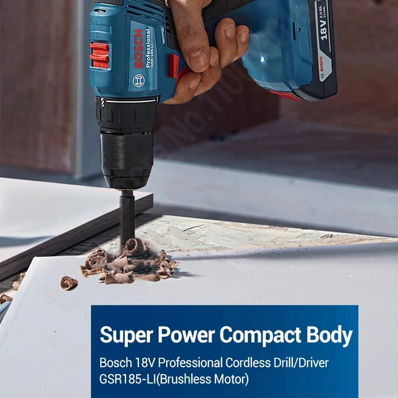 Imagem -03 - Broca Elétrica Bosch Brushless Gsr185-li Bateria de Lítio Recarregável Impact Driver Chave de Fenda sem Fio Doméstico 18v