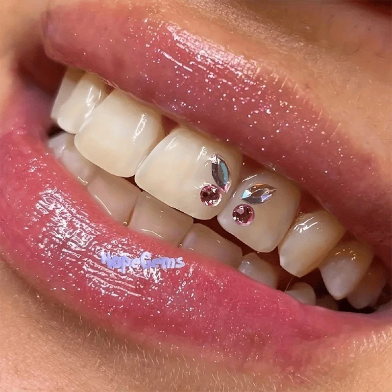 NEW 4Pcs/Box Dental Tooth Gems Crystal Ornament Various Shapes Color Teeth Jewelry Denture Acrylic