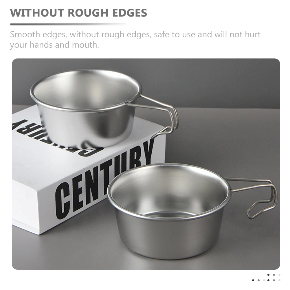 

1pc 304 Stainless Steel Outdoor Camping Cookware Portable Salad Bowl Lightweight Hollow Handle for Hiking Picnic Daily Use