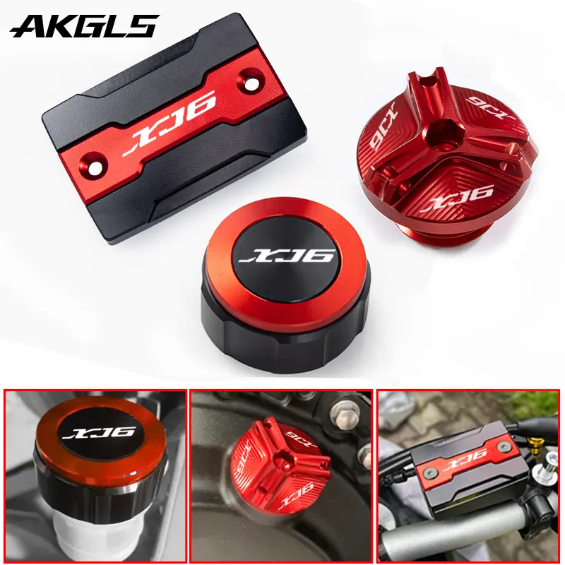 Brake fluid reservoir protective covers for Yamaha XJ6 motorcycle