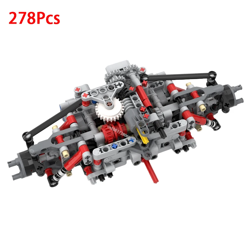 Nieuwe Technische Vooras Met Diff-Lock Schokabsorberingssysteem Model Bouwstenen Diy Cars Chassis Ophanging Functie Bakstenen