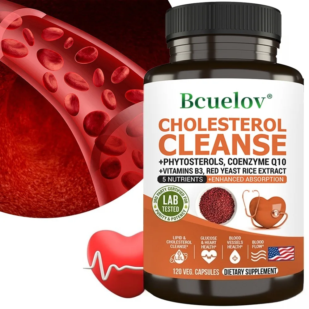 

Cholesterol Cleanse Capsules, with Coenzyme Q10, Red Yeast Rice Extract, Antioxidants, Maintain Cardiovascular Health