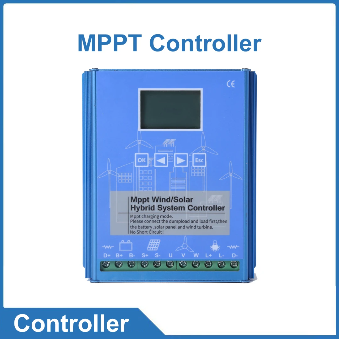 MPPT Wind-solar Complementary Controller 12V 24V 48V 1000W 2000W Micro Wind Boost Charging Lead-acid Lithium Battery