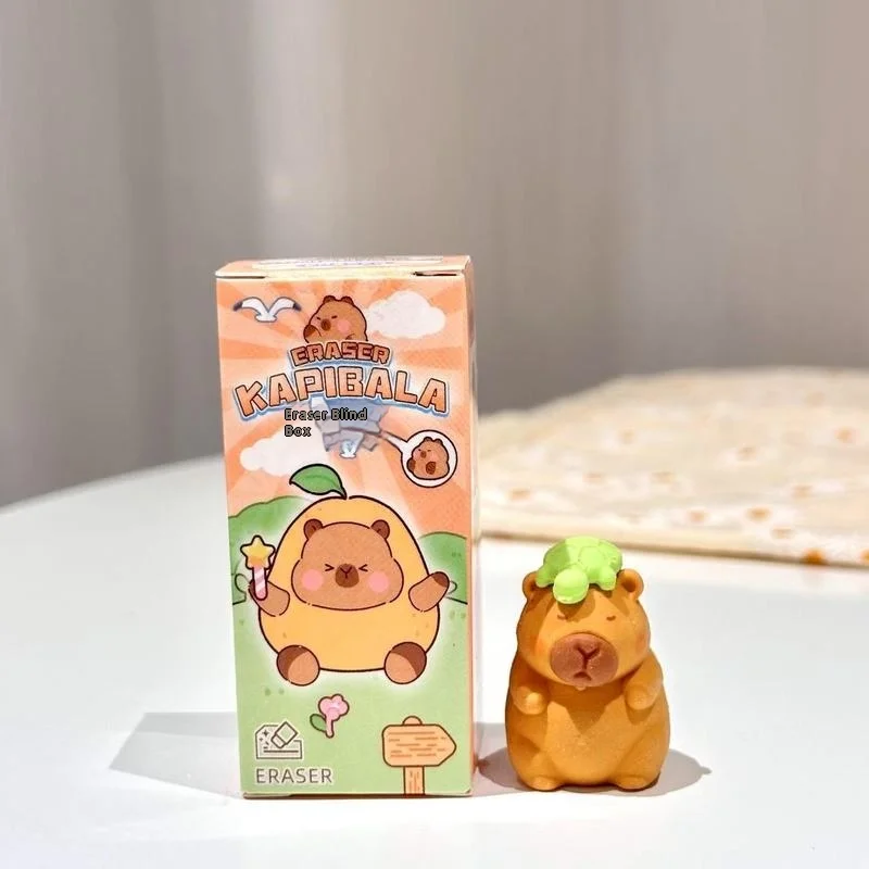 Capibala 24Pcs Eraser Blind Box Cartoon Set Cute Capybara Multi Shape Pencil Eraser Students Learn Teacher Stationery Prizes