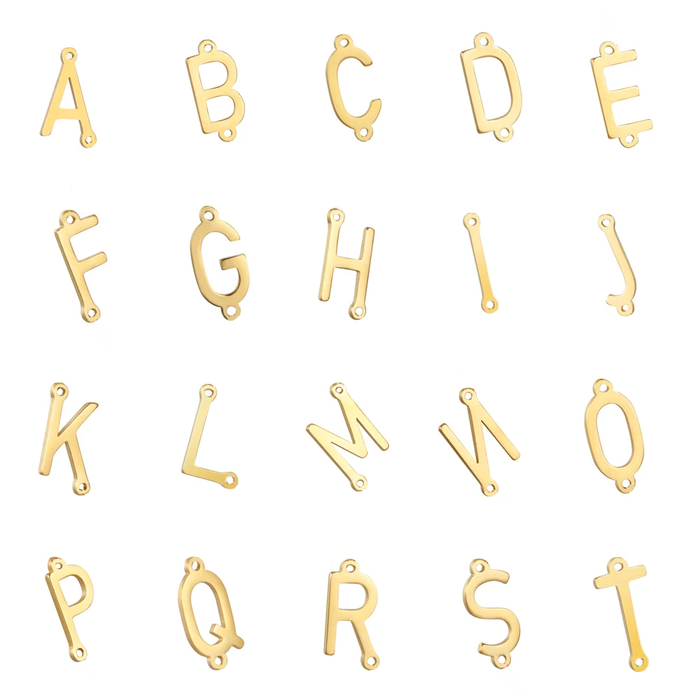 Skyrim 5 Pcs/Lot Gold Color Capital Letter DIY Charms for Jewelry Making Stainless Steel Alphabet Pendant for Necklace Bracelet