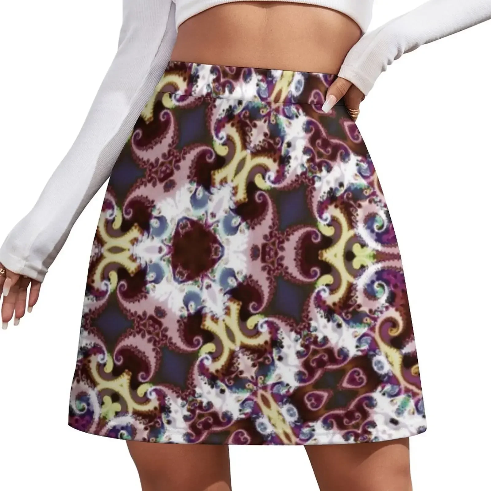 

Cranberry and gold triangular repeating kaleidoscope design Mini Skirt japanese fashion Miniskirt