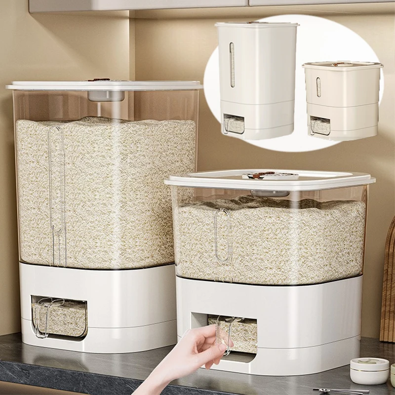 

11KG Automatic Rice Dispenser Sealed Food Grade Storage Box Moisture Insect Proof with Push Button Design for Kitchen Dry Food