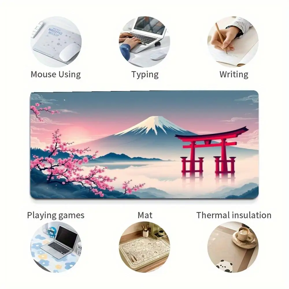 Коврик для мыши с пейзажем вишни, XXL, настольная клавиатура, настольные коврики, игровой противоскользящий настольный коврик, компьютерные аксессуары, длинный коврик для мыши