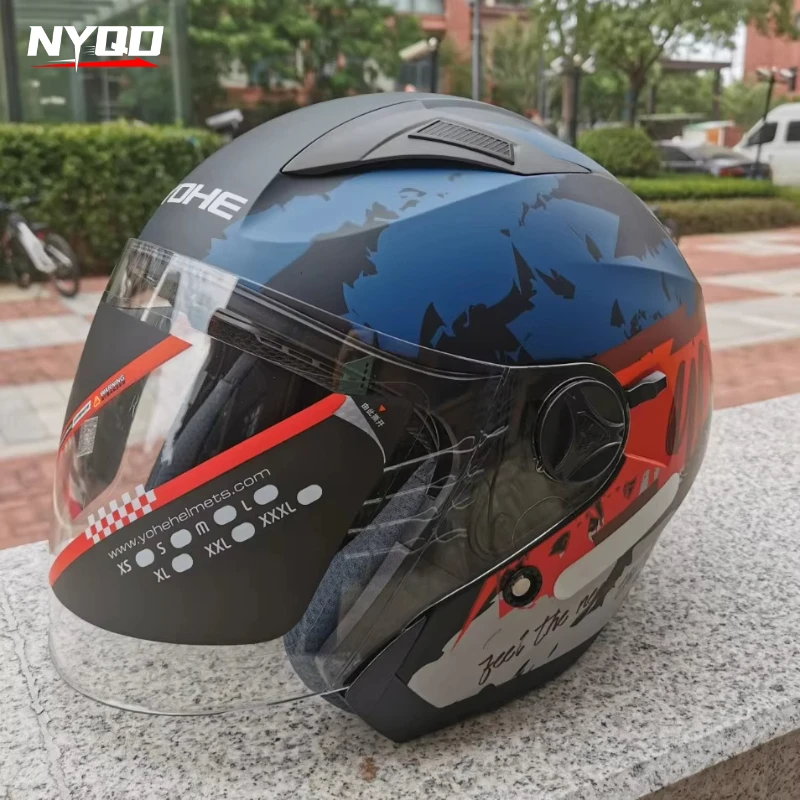 

Мотошлем ABS, полуоткрытый, с двойным визором, стильный, для мужчин и женщин, всесезонный, безопасный, DOT, Bumblebee Helmet