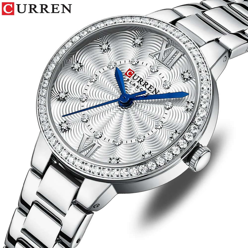 CURREN 9085 Women's Watch Fashionable Elegant Simple Steel Strip Clock Casual Wristwatch for Ladies Gift