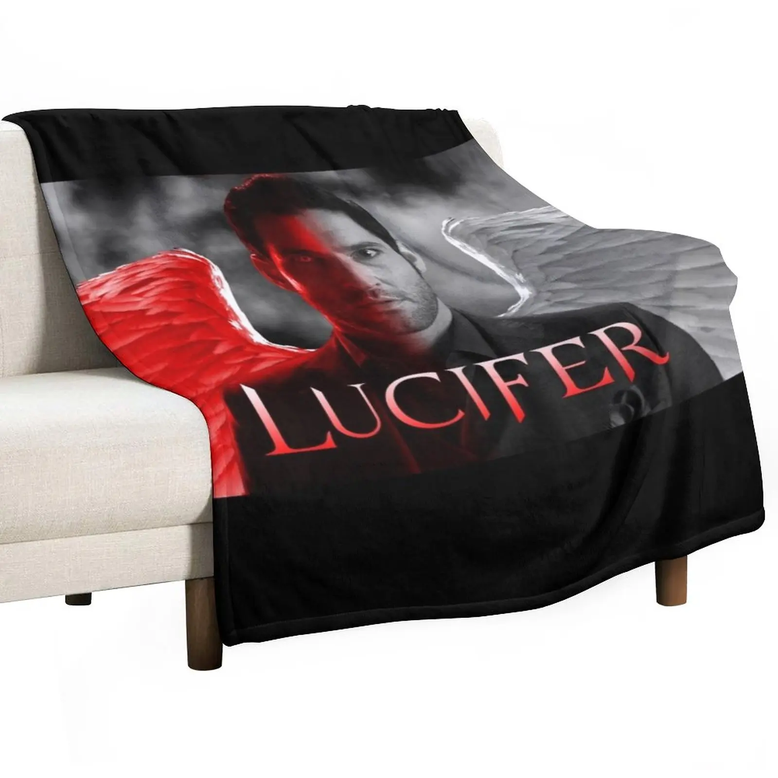 

Lucifer Half Devil Face Throw Blanket Luxury Thicken Blanket Decorative Bed Blankets Picnic Blanket Fluffy Shaggy