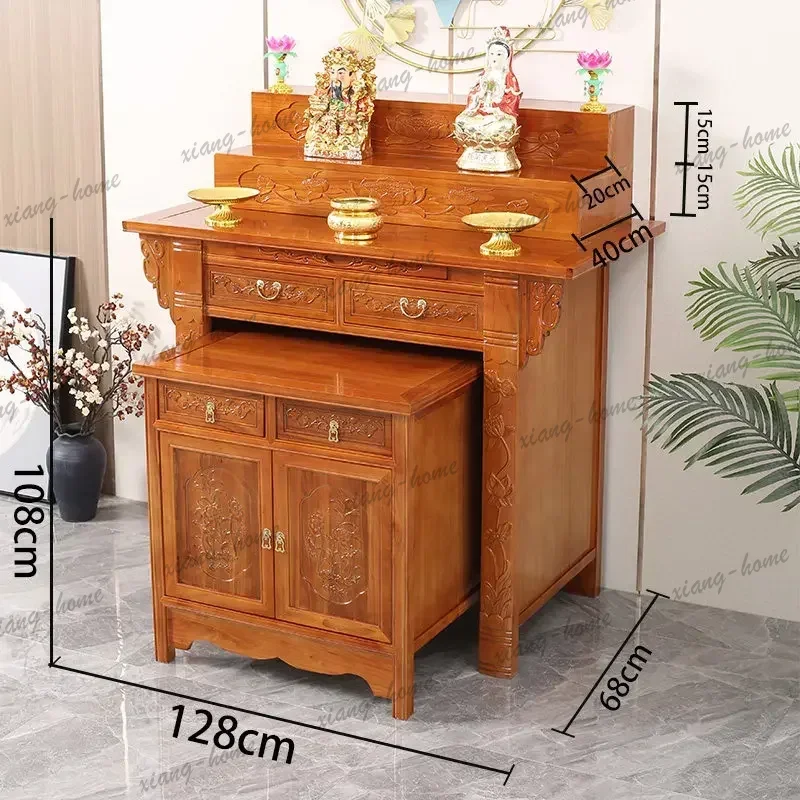 PG Offering  Incense Case Home Worship Table Buddha Shrine Altar Solid Wood Three-Layer Buddha Table Offering Table