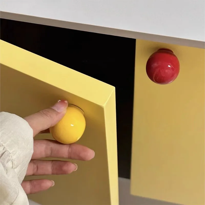 Cute Colorful Furniture Handles Ceramic Spherical Cabinet Door Handle High-quality Single-hole Drawer Knobs Hardware