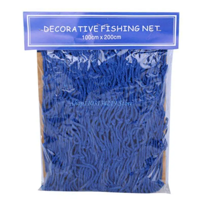 N5KC Mediterranean Handmade Woven DIY Fishing Net Seaside Wall Hanging Beach