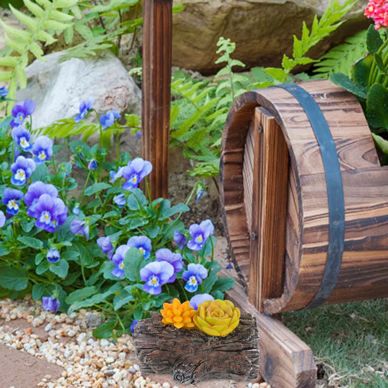 Decorative Tree Stump Key Hider Realistic Stone Look Hidden Key Keeper for Garden Outdoor