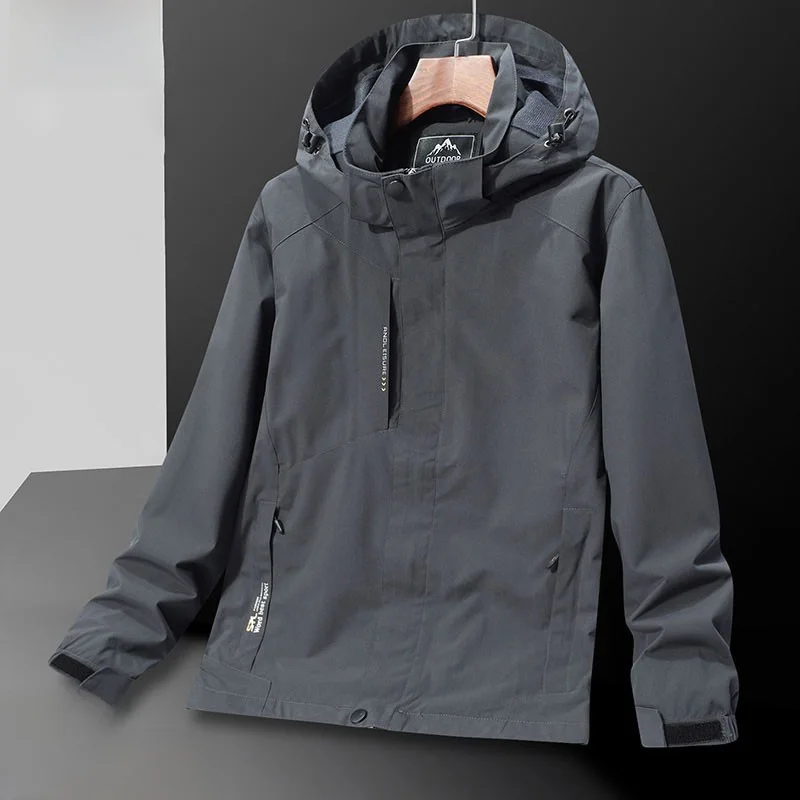 

Мужская повседневная спортивная куртка на открытом воздухе, весенне-осенняя ветрозащитная водонепроницаемая модная ветровка большого размера, молодежная куртка-стойка...