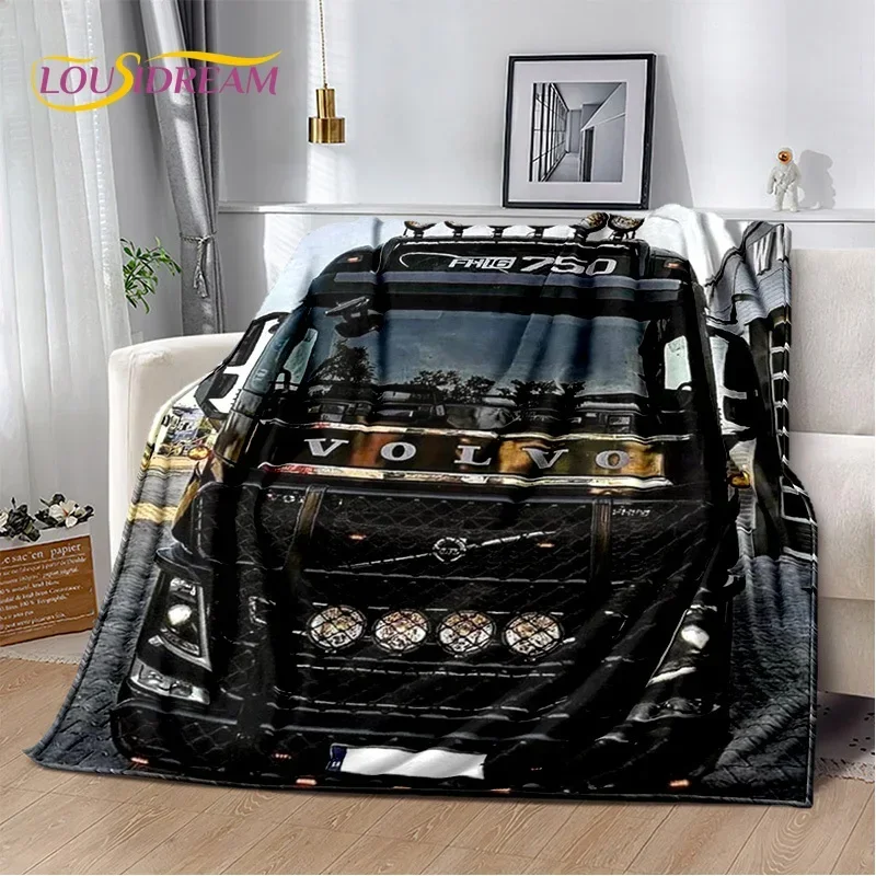 Volvo truck truck truck 3D printing soft flanel blanket for bedroom sofa picnic, throw blanket cover outdoor amusement candy gif