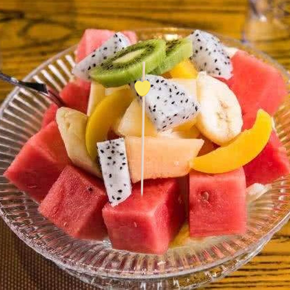 

100 Pcs Heart Toothpick Fruit Sticks for Party Disposable Cocktail Picks Wooden