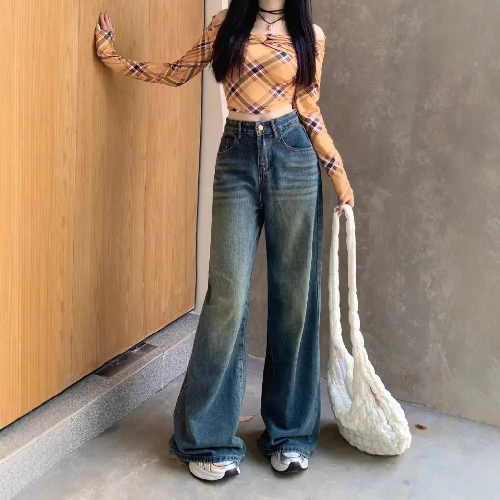 

Ripped Jeans Fuiv, прямые свободные джинсы в американском уличном стиле с высокой талией для мужчин и женщин, новая европейская и американская мода