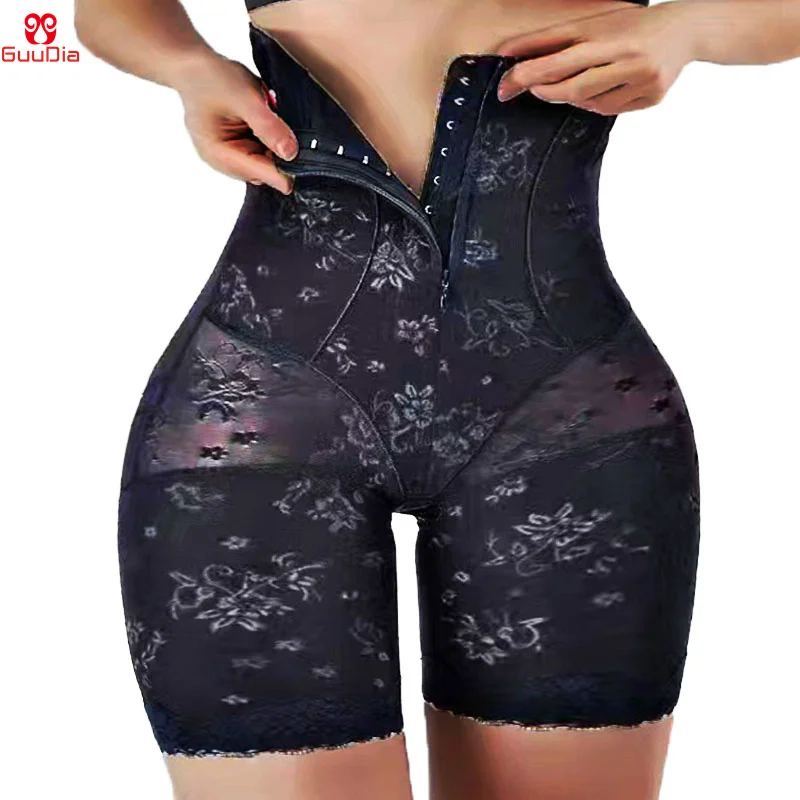 GUUDIA Zipper Hook majtki wyszczuplające sylwetkę majtki modelujące z wysokim stanem udo szczupłe figi podnoszące pośladki z wykwintnym żakardowym kształtem