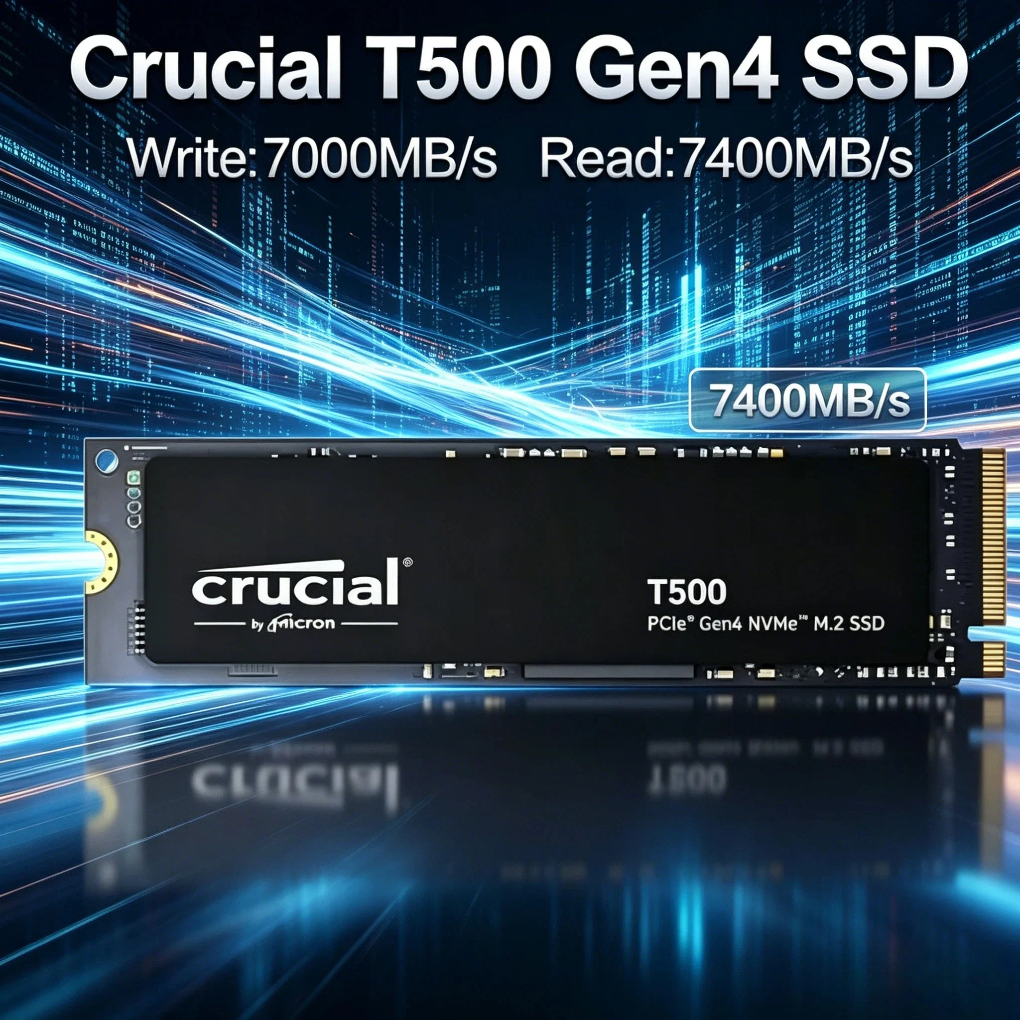 

Crucial T500 500GB 1TB Gen4 NVMe M.2 Internal Gaming SSD Up to 7300MB/s for Desktop Laptop NEW Original OEM Package Ultra