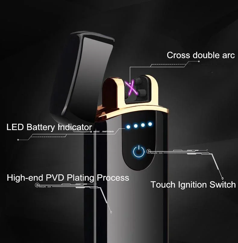 

USB Electronic Cigarette Lighter Electricity Lighter Electric Double Arc Plasma Chargeable Windproof Gift Lighters
