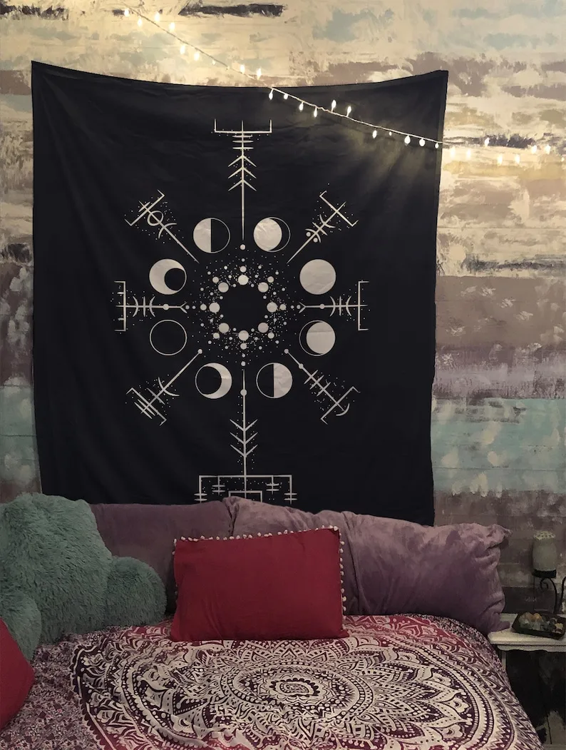 Moon Sigil Wall Tapestry Alchemy Gothic Meditation Hippie Wall Hanging