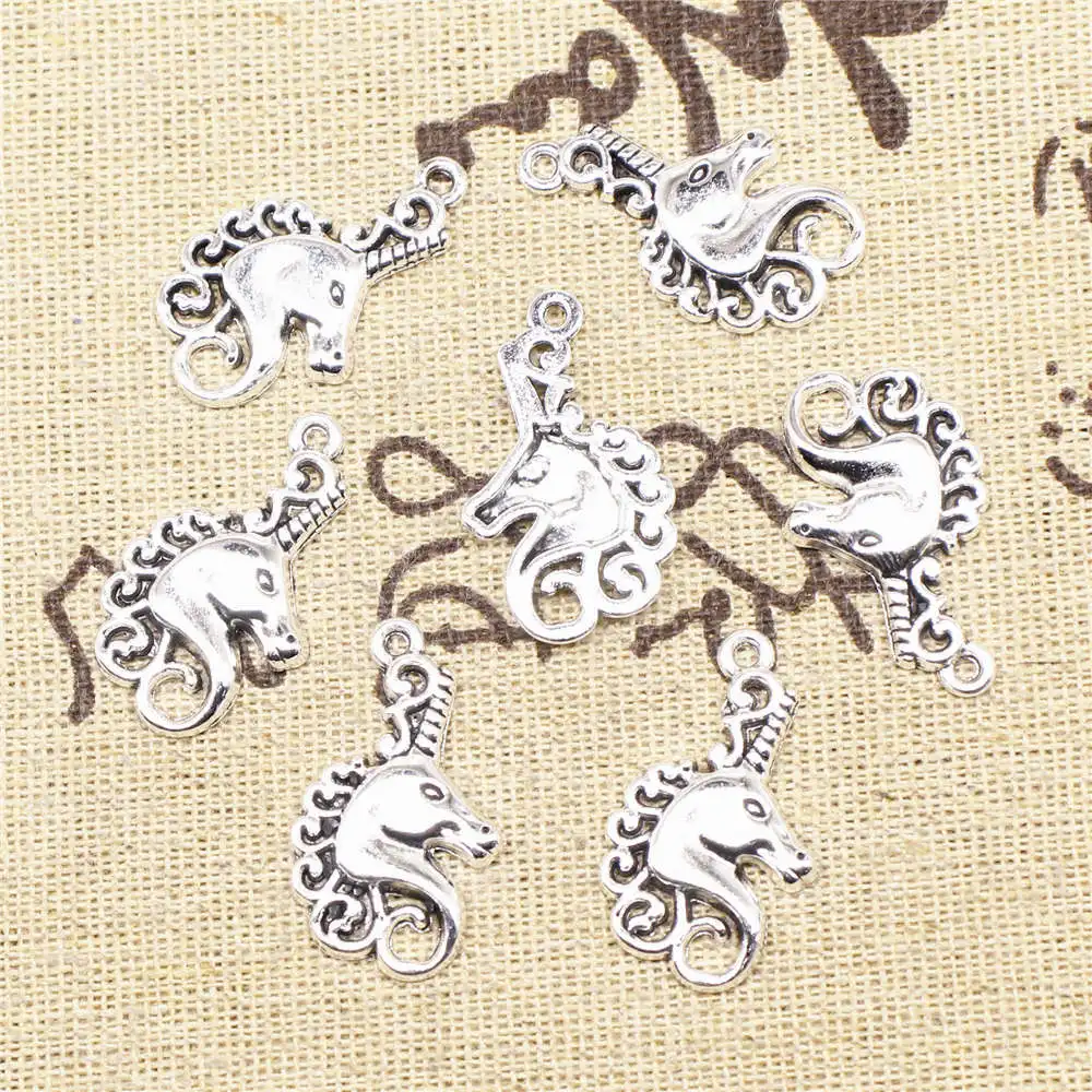 Girls Jewelry Handmade Products Charms Unicorn Antique Silver Color Jewelry Making Pendant 16x26mm 10pcs