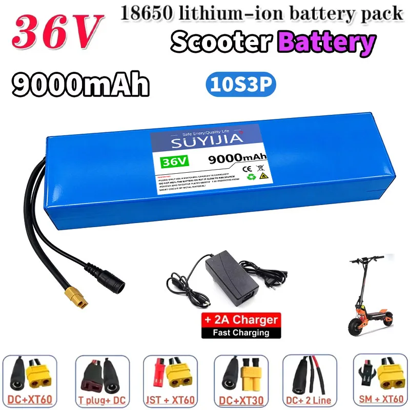 Upgraded Version 36V Electric Scooter Battery 7.8Ah Replacement Lithium-ion 9Ah High-Capacity 10S3P Battery Pack Built-in BMS