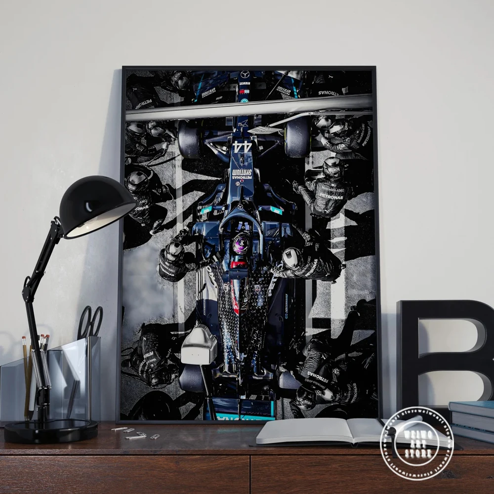 الفورمولا 1 هاميلتون المشارك F1 مرسيدس سباق السيارات قماش يطبع اللوحة الرقمية موتور سبورت جدار صورة فنية لغرفة المعيشة ديكور #3