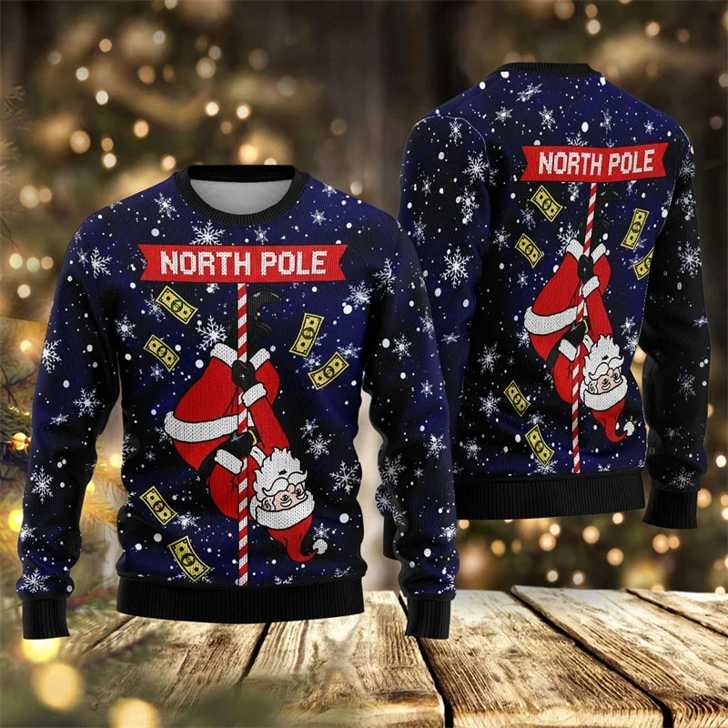 

Autumn Streetwear 3D Printed Sweatshirts Loose Breathable Pullovers 2025 New Santa Claus Graphic Ugly Christmas Sweater Fashion