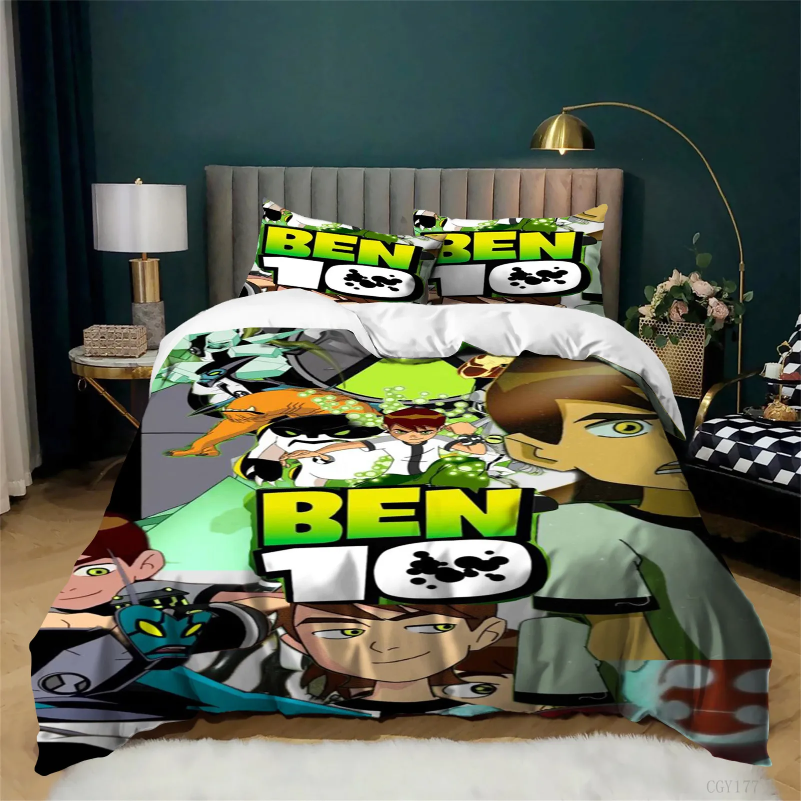 

Комплект постельного белья Ben 10 из 3 предметов: мягкий комплект для подростковой спальни, удобный пододеяльник с 2 наволочками