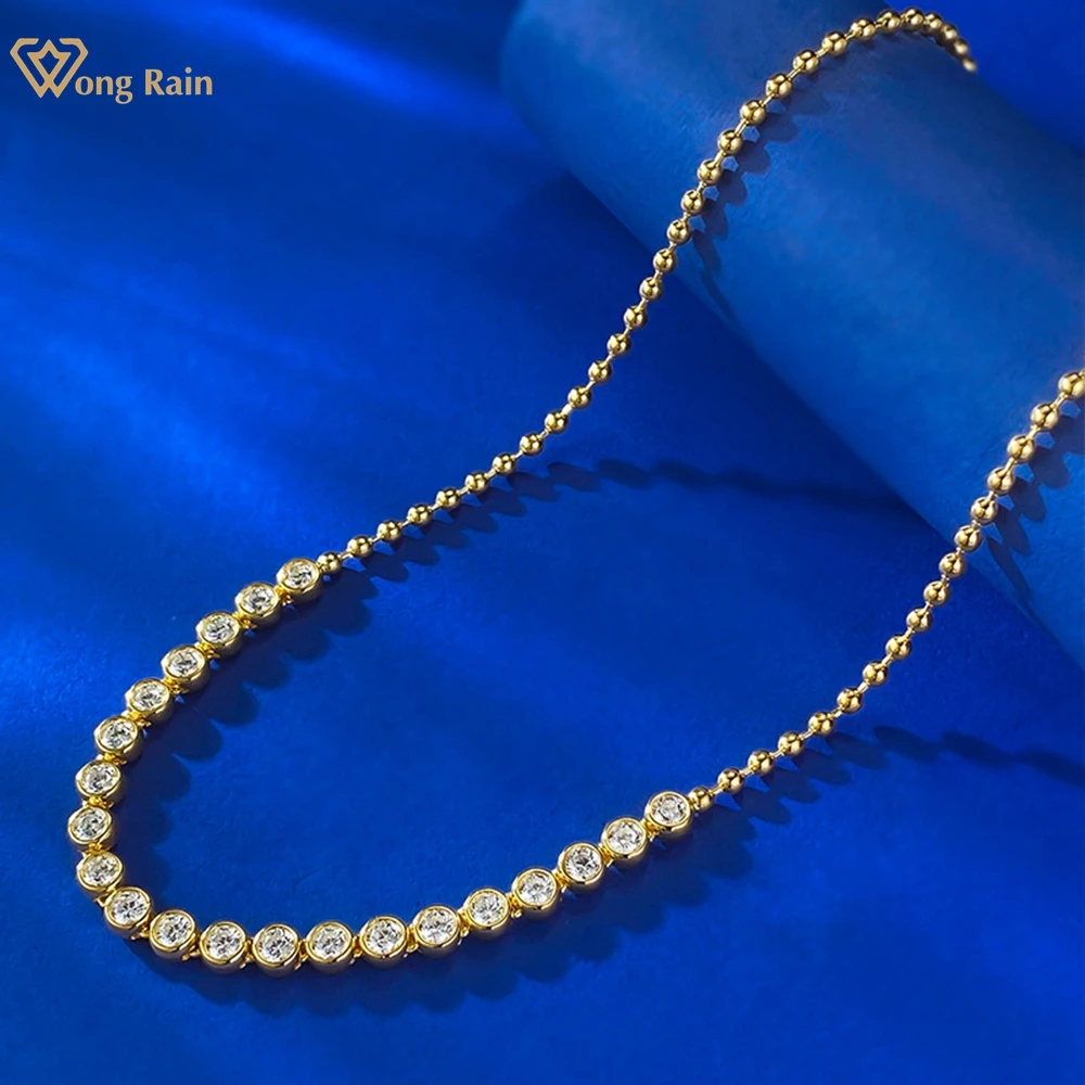 

Wong Rain 18K Gold Plated 925 Sterling Silver Round Cut High Carbon Diamond Gemstone Women Necklace Fine Jewelry Gifts Wholesale