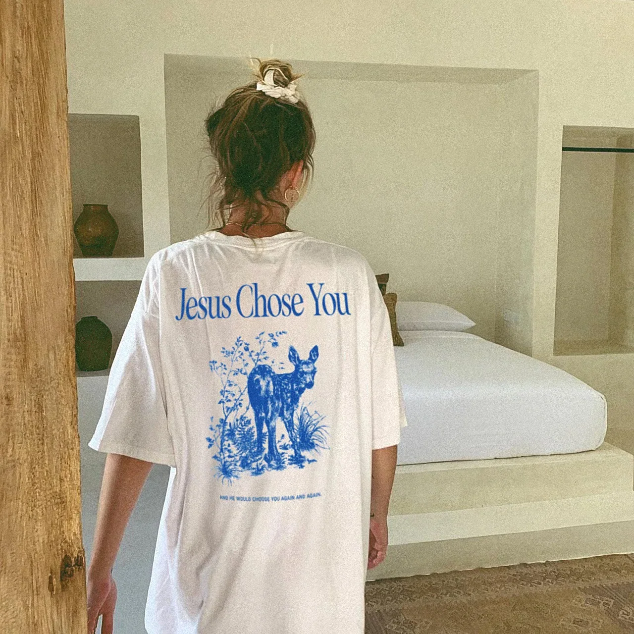 Jesus Choose Graphic Tee Vintage Short Sleeve Women Tshirt Cotton Religious Retro Bible Verse Tops Unisex Christian Clothing