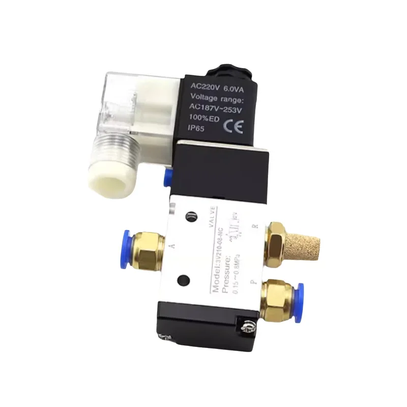 3 Way Port 2 Position 3V210-08 Pneumatic Air Solenoid Valve Electric Control Gas Magnetic Valve DC12V DC24V AC110V AC220V