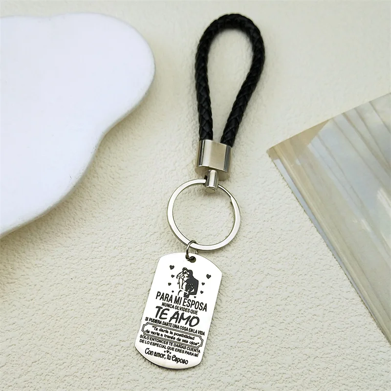 

Husband Wife Love Keyholder For Women Men Stainless Steel Silver Color Couple Trend Bag Hanging Key Chain Jewelry Gifts